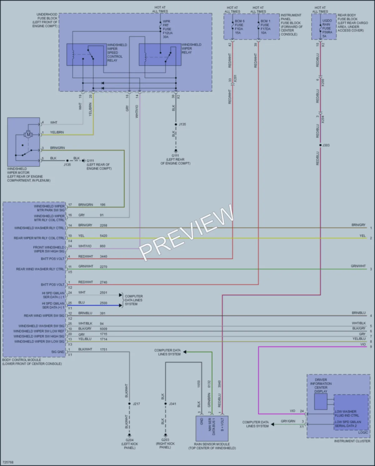 2020 Cadillac XT6 Wiper Washer wiring diagram preview