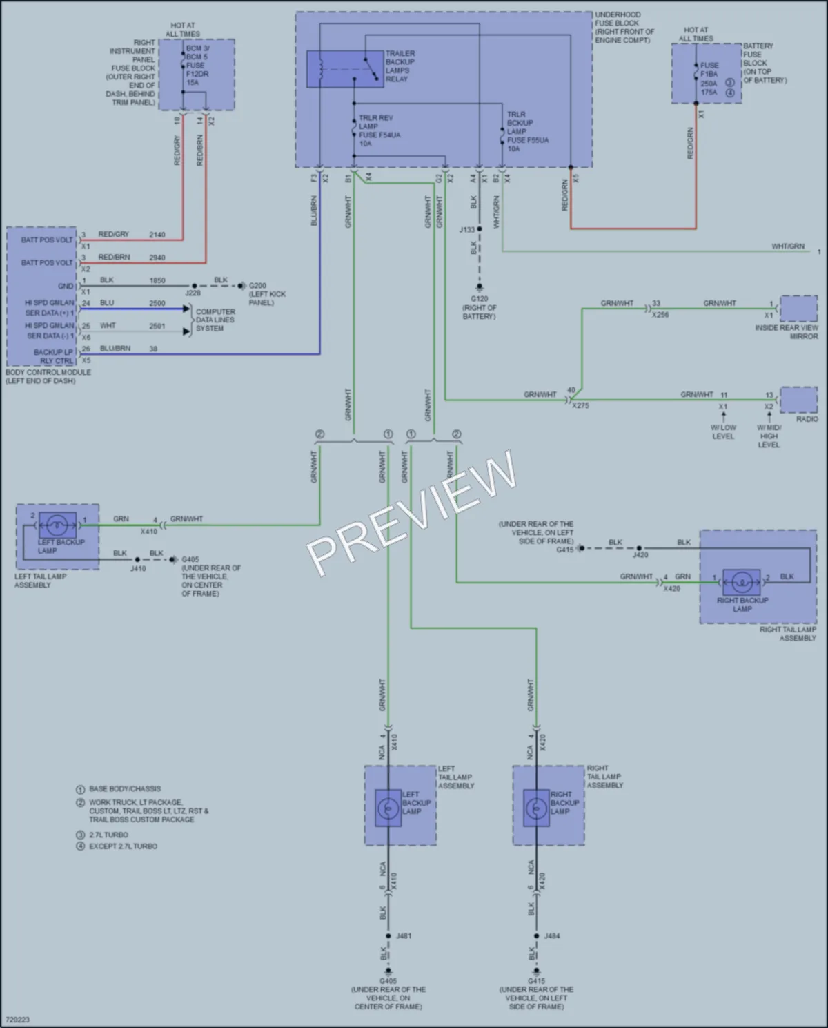 2020 Chevrolet 1500Silverado Exterior Lights wiring diagram preview