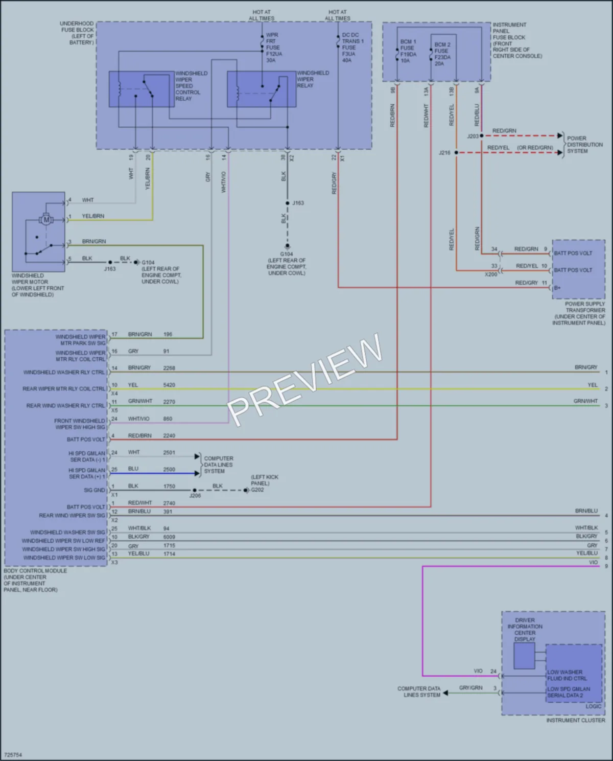 2020 Chevrolet Blazer Wiper Washer wiring diagram preview