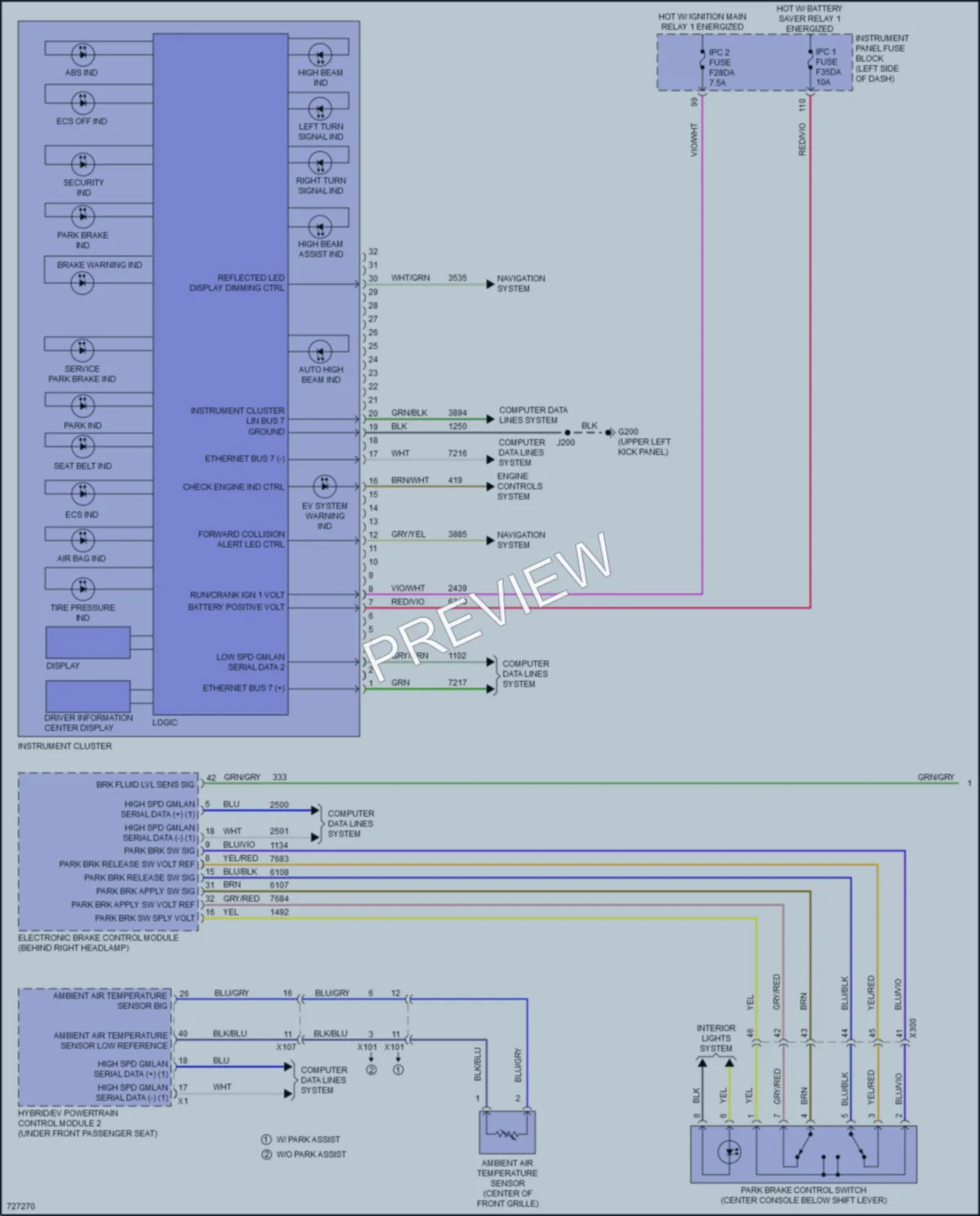 2020 Chevrolet BoltEV Instrument Cluster wiring diagram preview