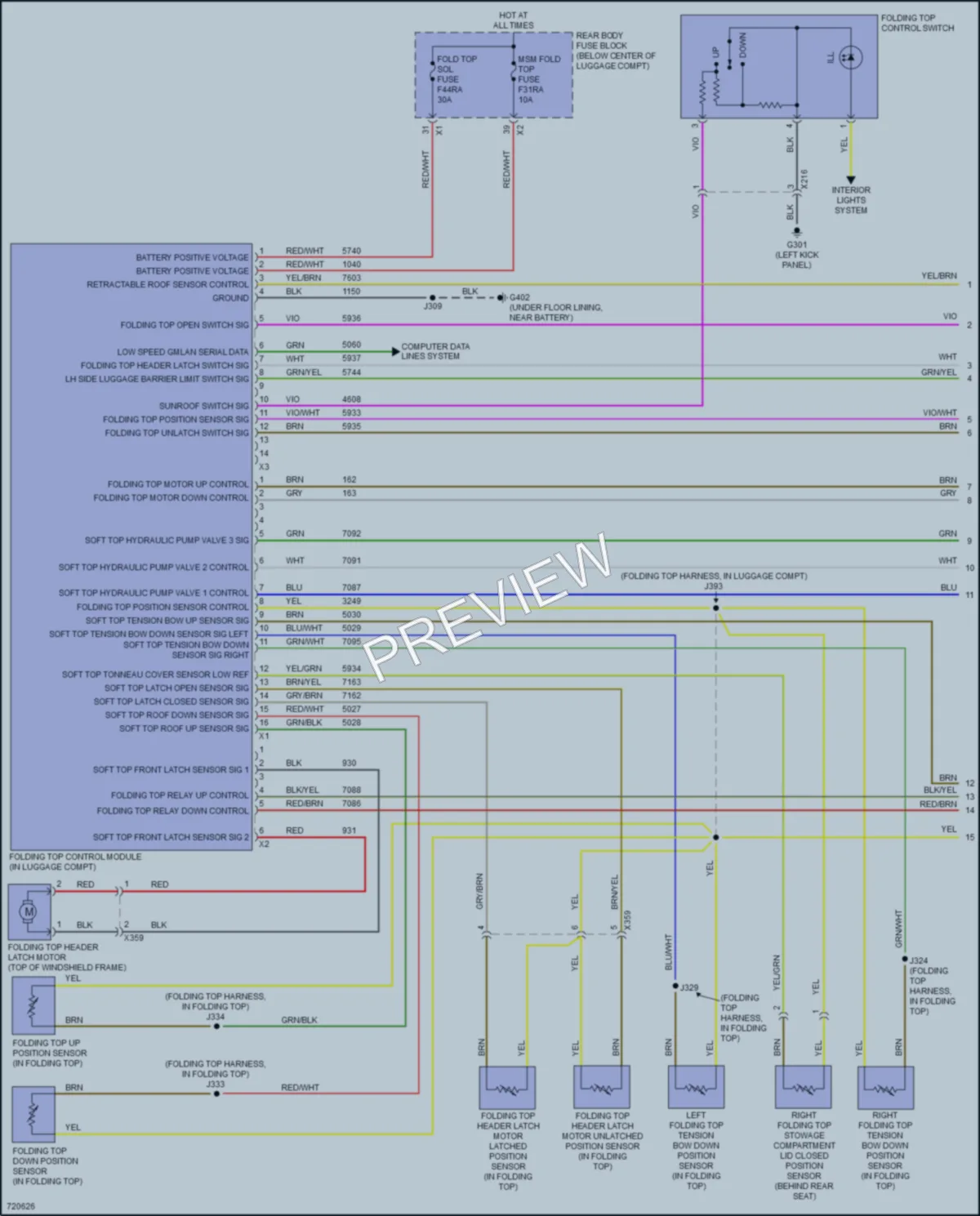 2020 Chevrolet Camaro Power Top Sunroof wiring diagram preview