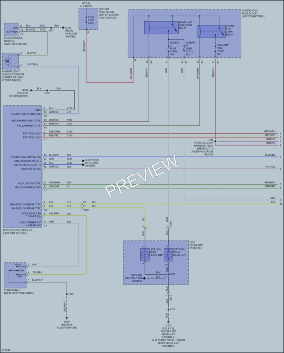 2020 Chevrolet Colorado Headlights wiring diagram preview