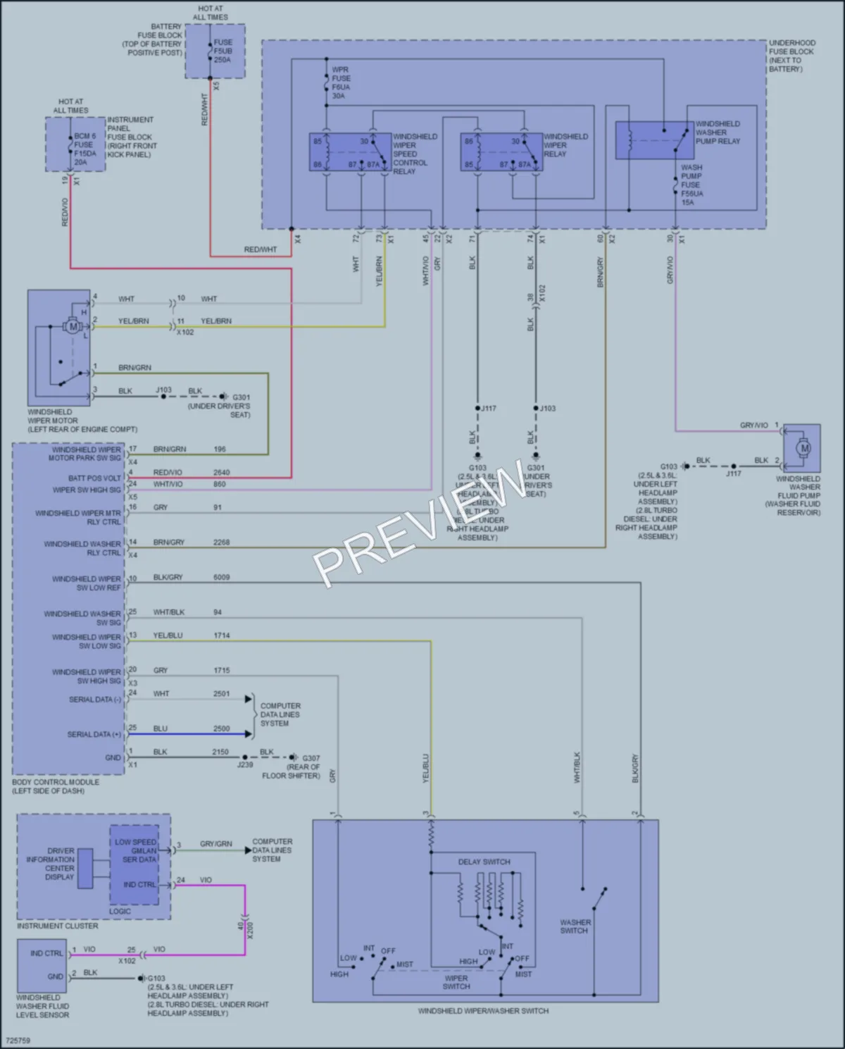 2020 Chevrolet Colorado Wiper Washer wiring diagram preview