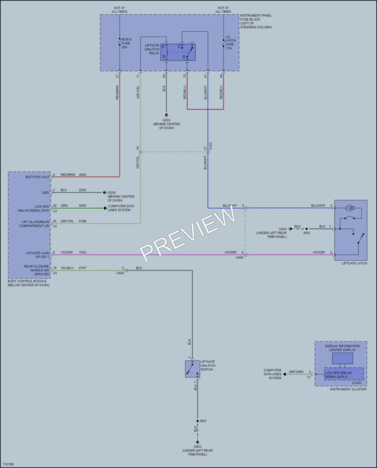 2020 Chevrolet Equinox Trunk Tailgate Fuel Door wiring diagram preview