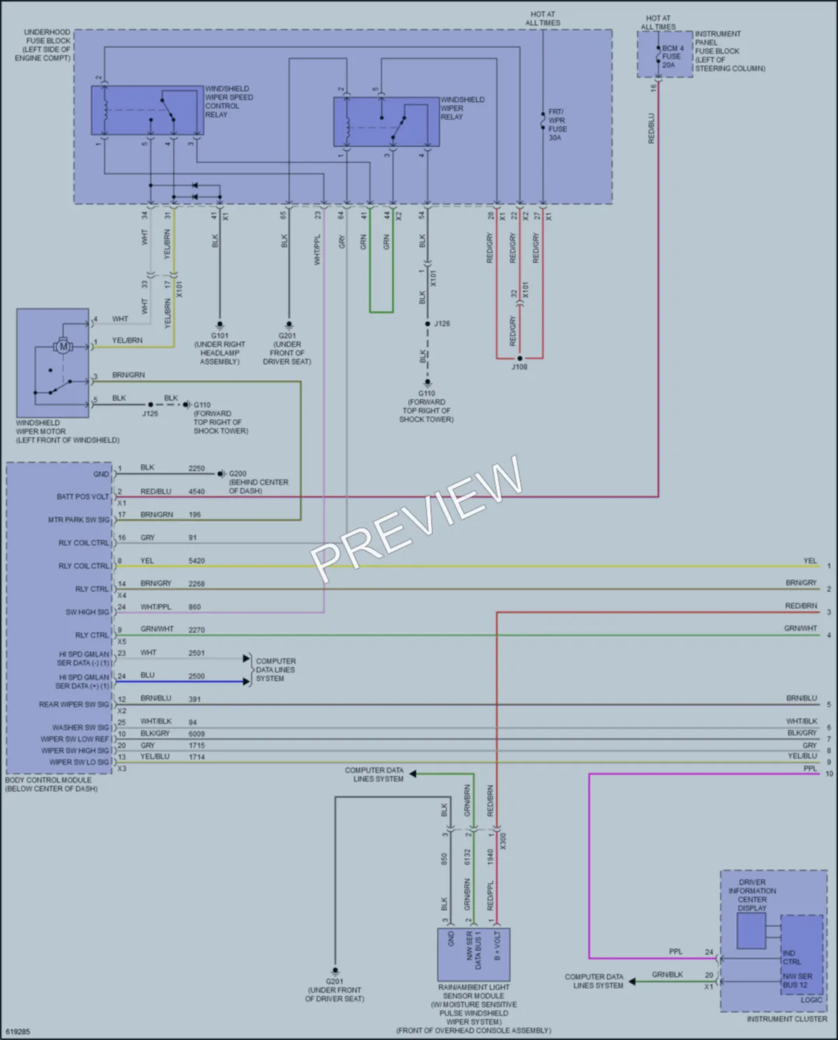 2020 Chevrolet Equinox Wiper Washer wiring diagram preview