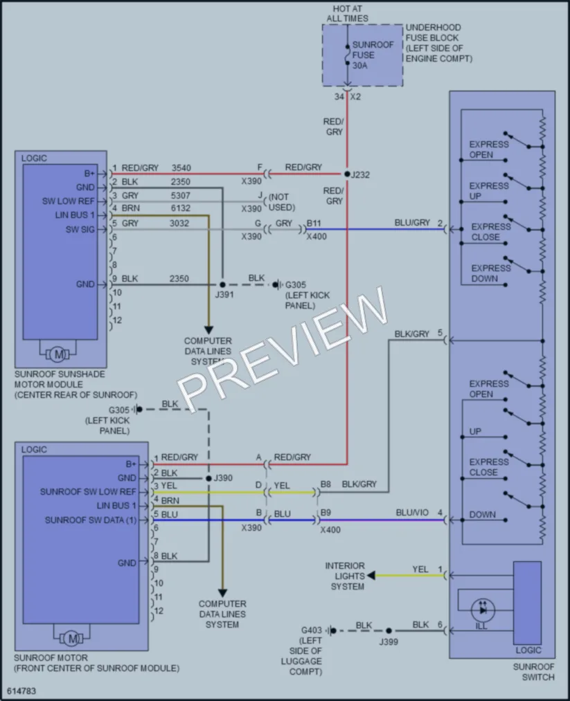 2020 Chevrolet Impala Power Top Sunroof wiring diagram preview