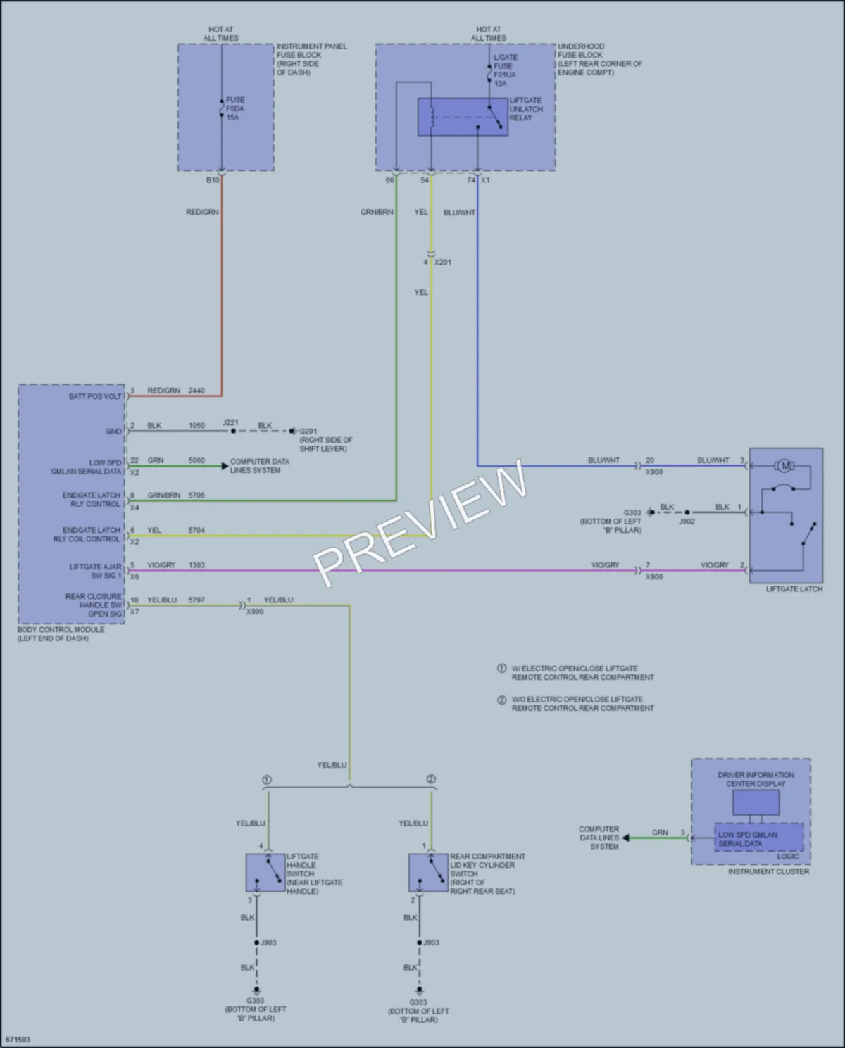 2020 Chevrolet Spark Trunk Tailgate Fuel Door wiring diagram preview