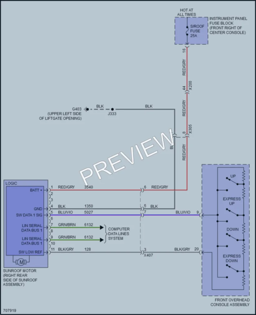 2020 Chevrolet Traverse Power Top Sunroof wiring diagram preview