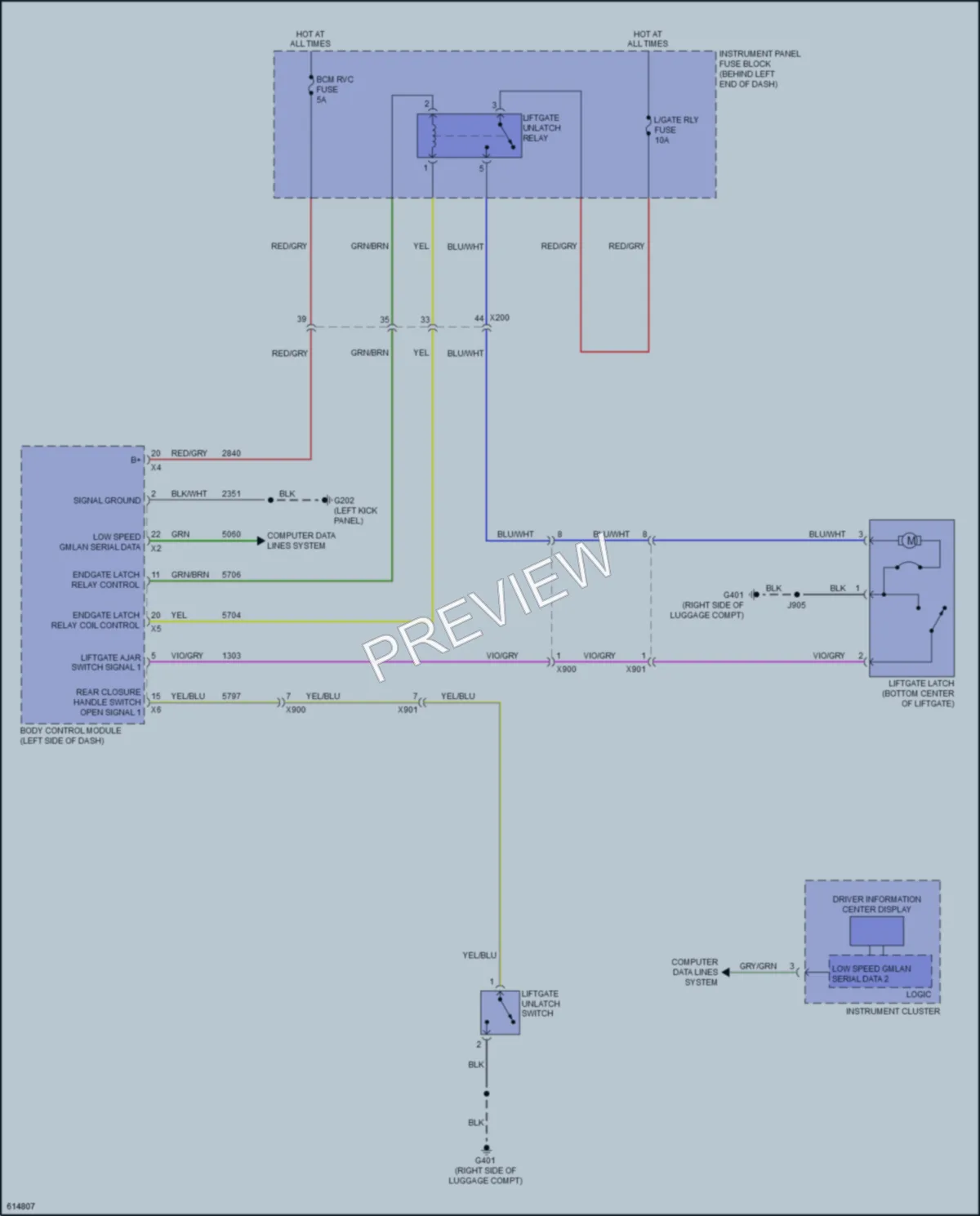 2020 Chevrolet Trax Trunk Tailgate Fuel Door wiring diagram preview