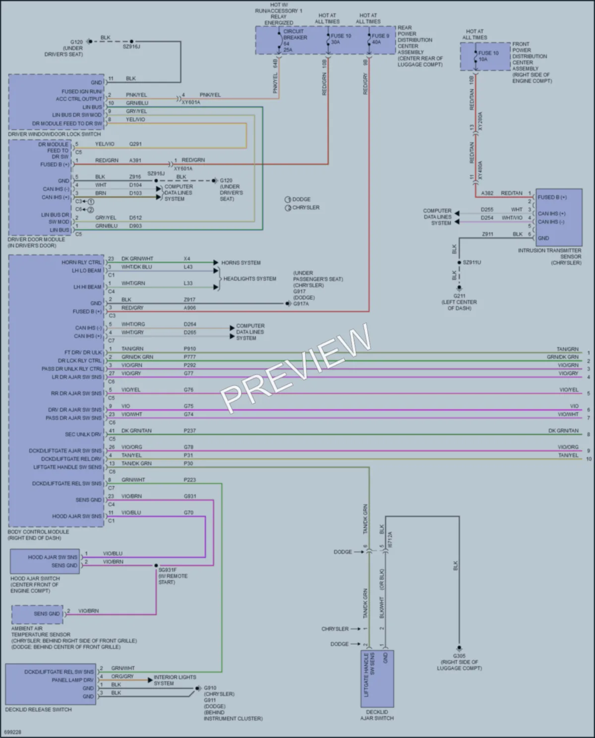 2020 Chrysler 300 Power Door Locks wiring diagram preview