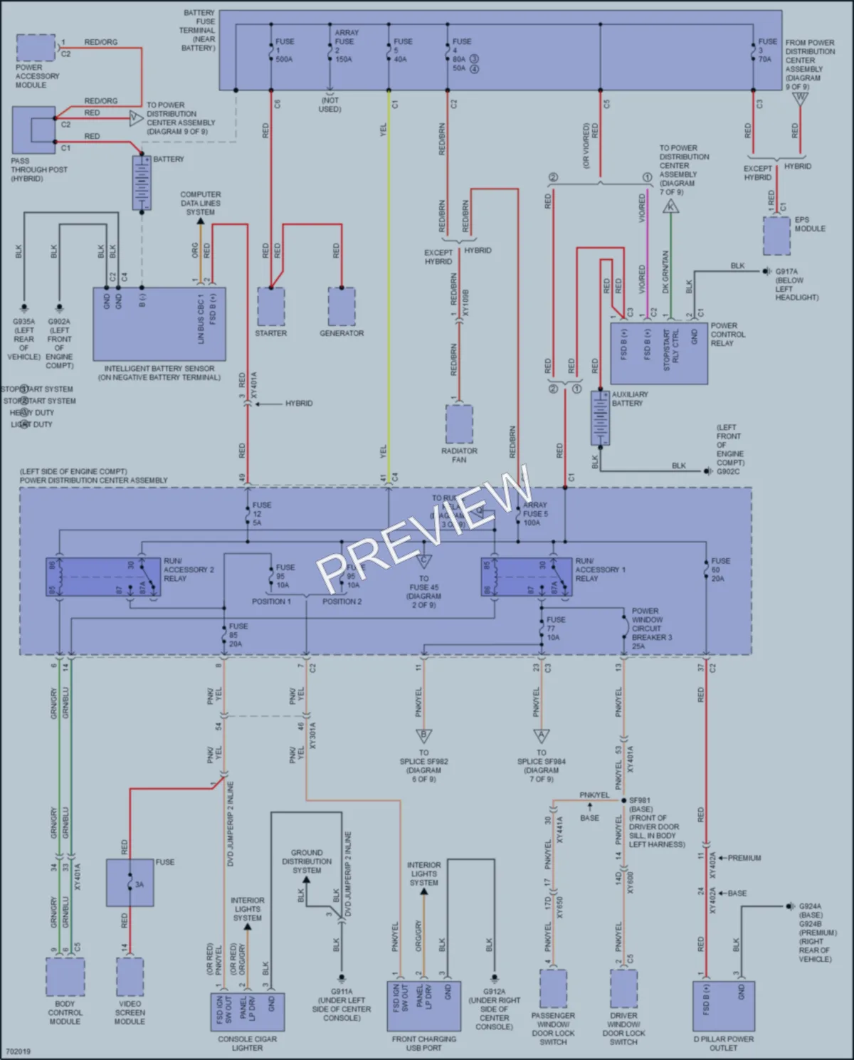 2020 Chrysler PacificaHybrid Power Distribution wiring diagram preview