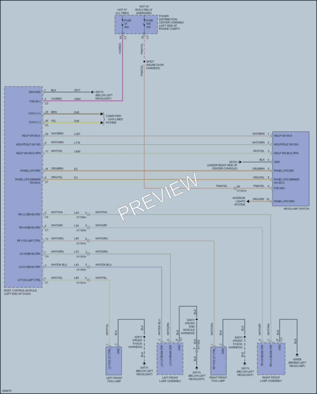 2020 Chrysler Voyager Headlights wiring diagram preview