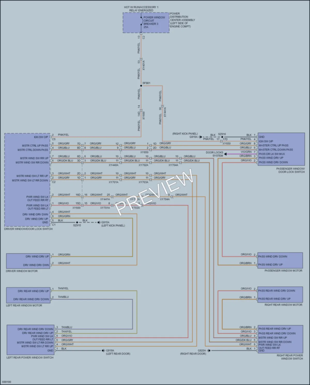 2020 Chrysler Voyager Power Windows wiring diagram preview