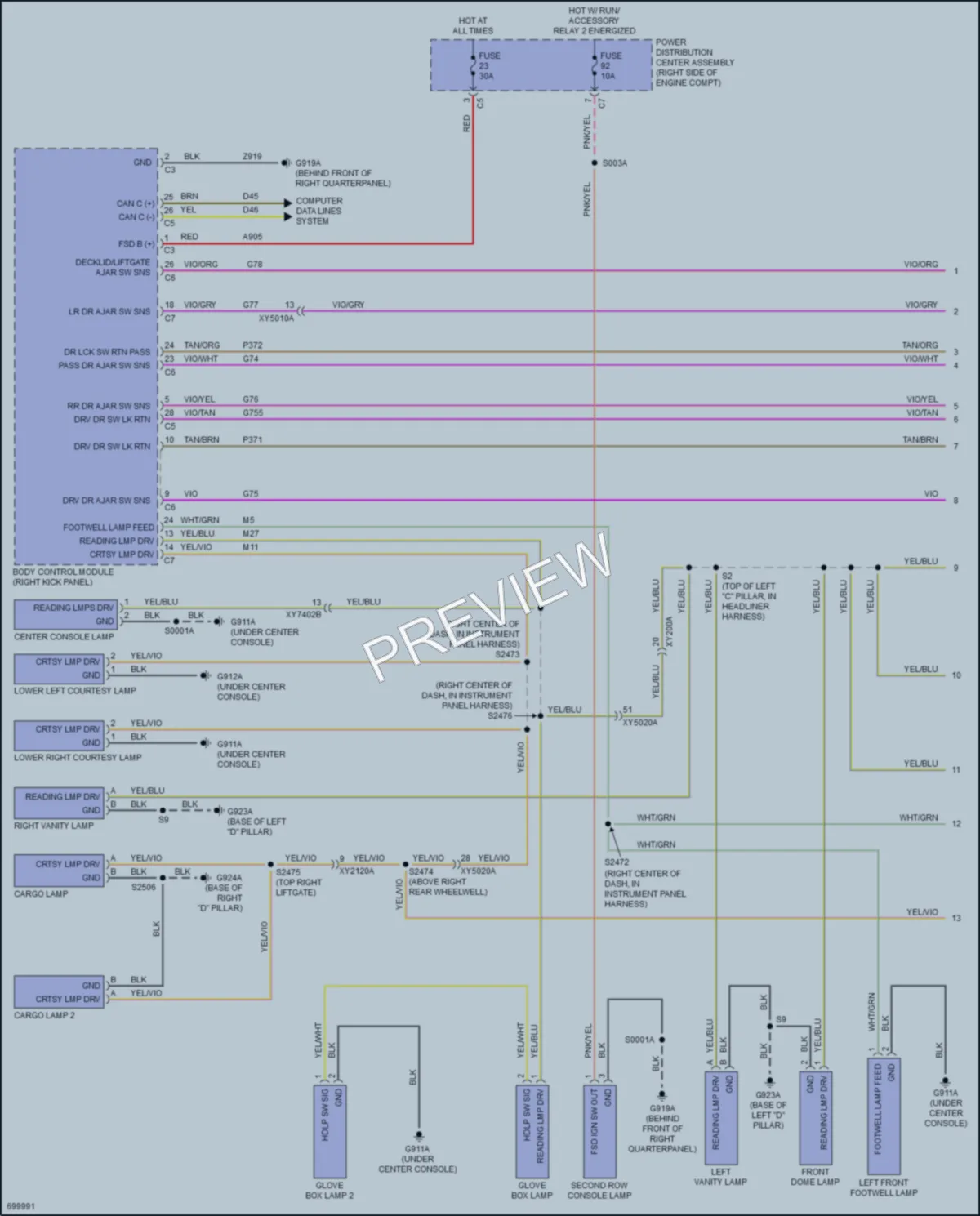 2020 Dodge DurangoSpecialService Interior Lights wiring diagram preview
