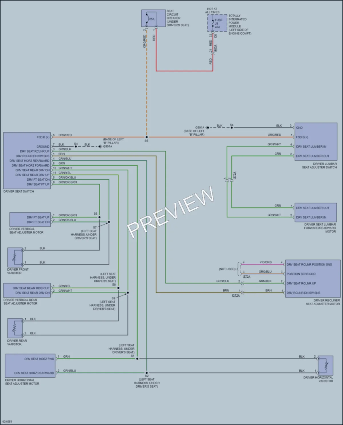 2020 Dodge GrandCaravan Power Seats wiring diagram preview