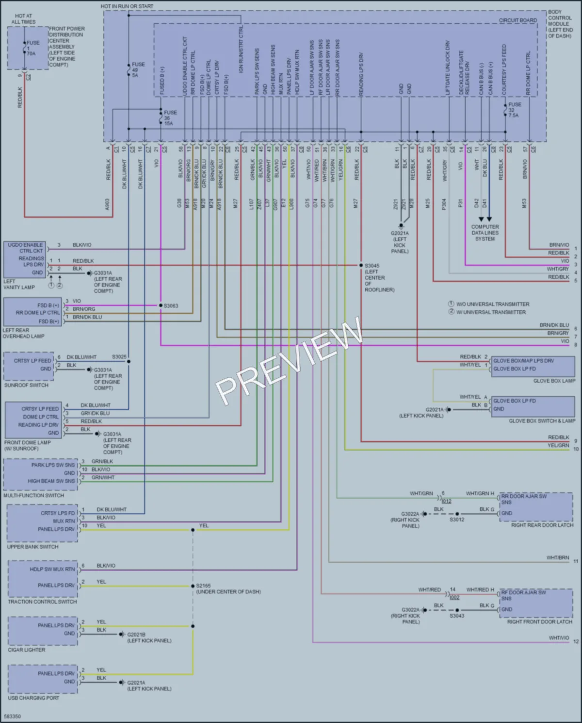 2020 Fiat 500L Interior Lights wiring diagram preview