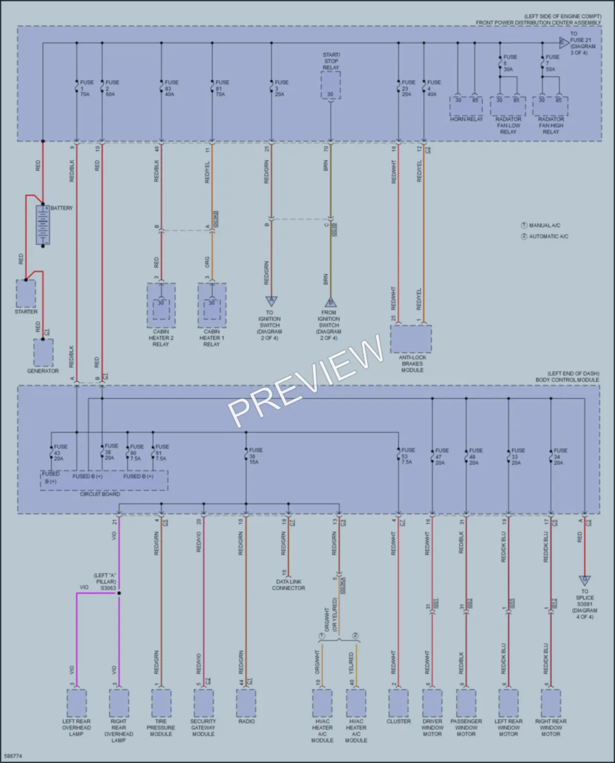 2020 Fiat 500L Power Distribution wiring diagram preview