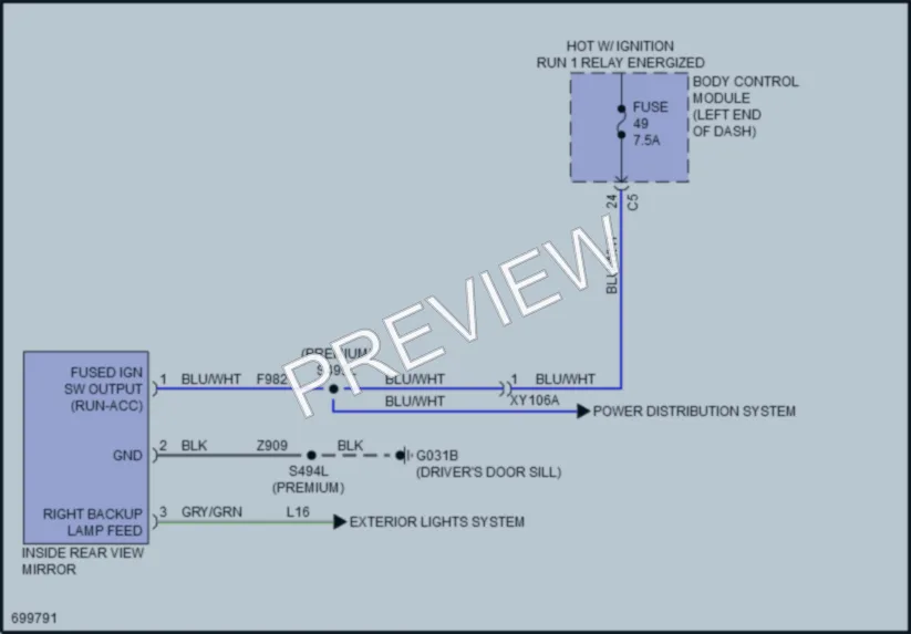 2020 Fiat 500X Power Mirrors wiring diagram preview