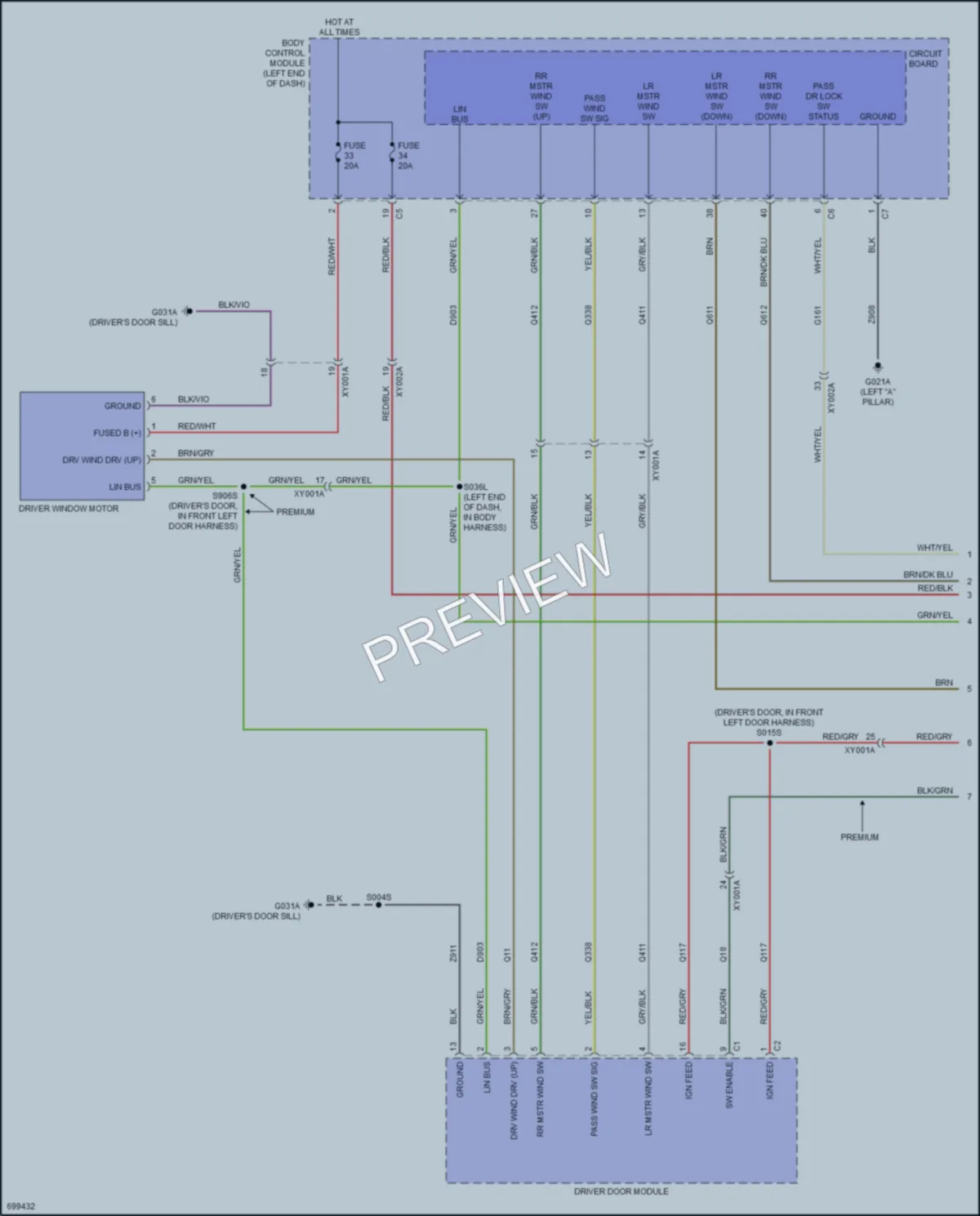 2020 Fiat 500X Power Windows wiring diagram preview
