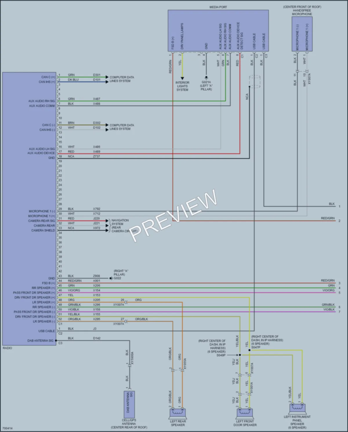 2020 Fiat 500X Radio wiring diagram preview