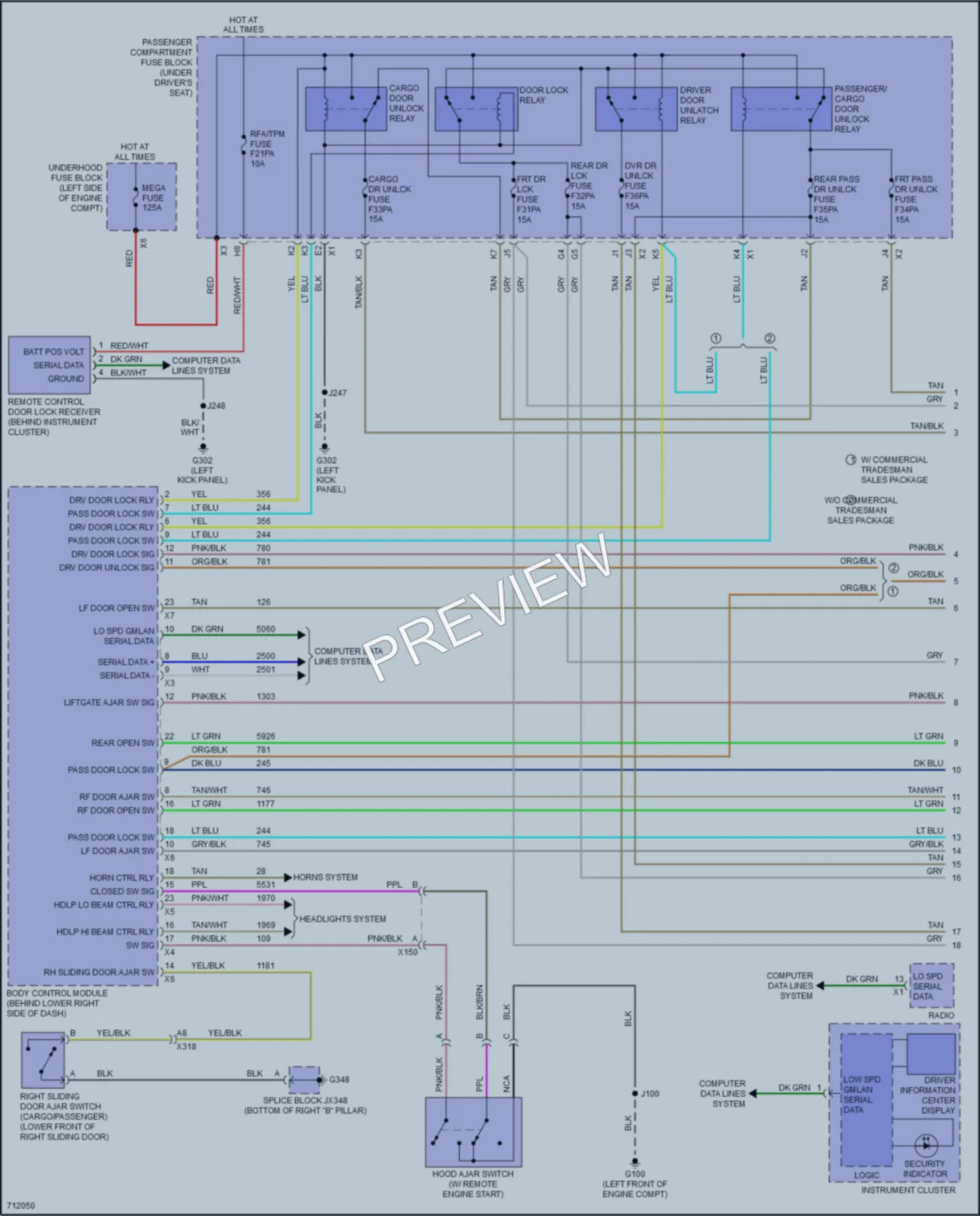 2020 GMC 2500Savana Power Door Locks wiring diagram preview