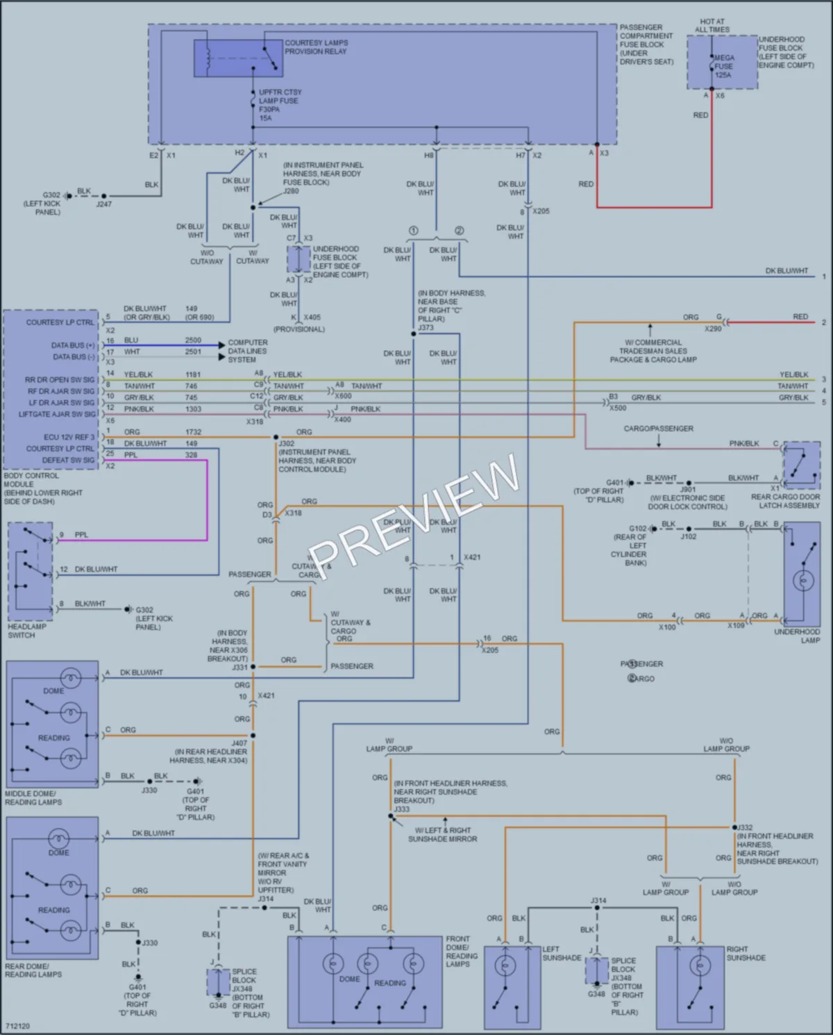 2020 GMC 3500Savana Interior Lights wiring diagram preview