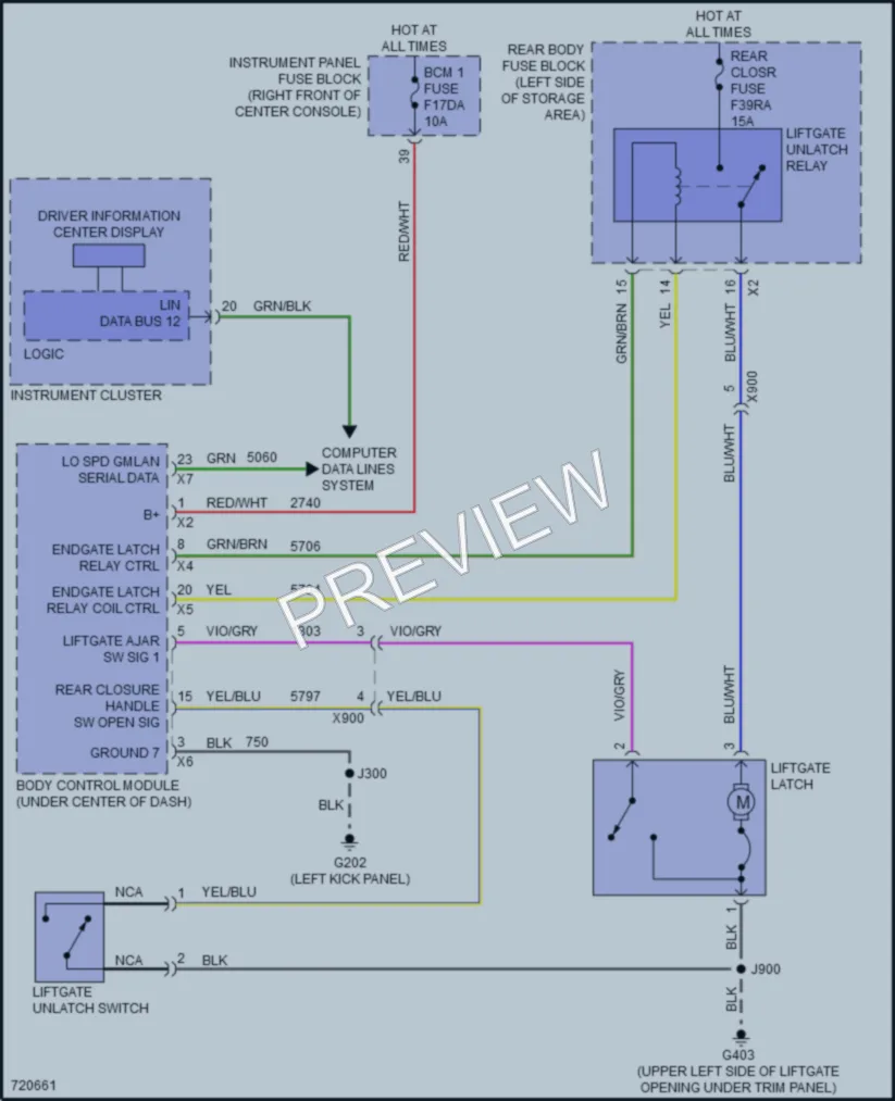 2020 GMC Acadia Trunk Tailgate Fuel Door wiring diagram preview