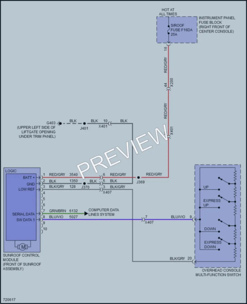 2020 GMC AcadiaDenali Power Top Sunroof wiring diagram preview