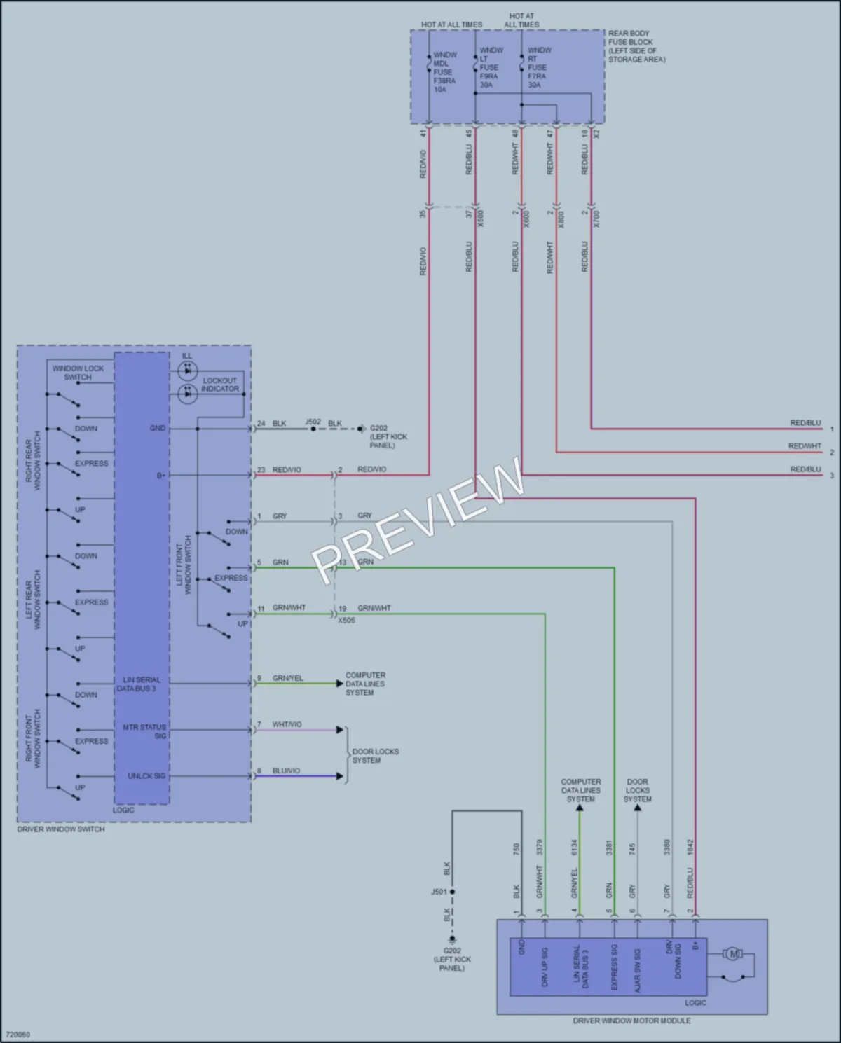 2020 GMC AcadiaDenali Power Windows wiring diagram preview