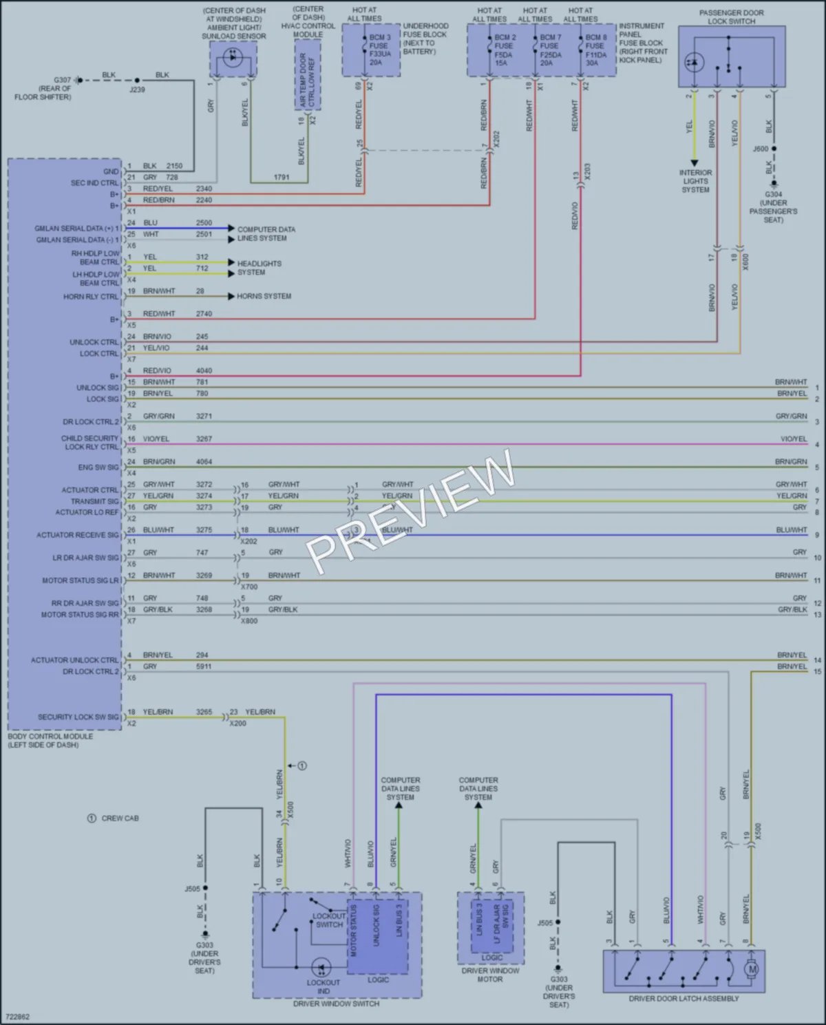 2020 GMC CanyonDenali Power Door Locks wiring diagram preview
