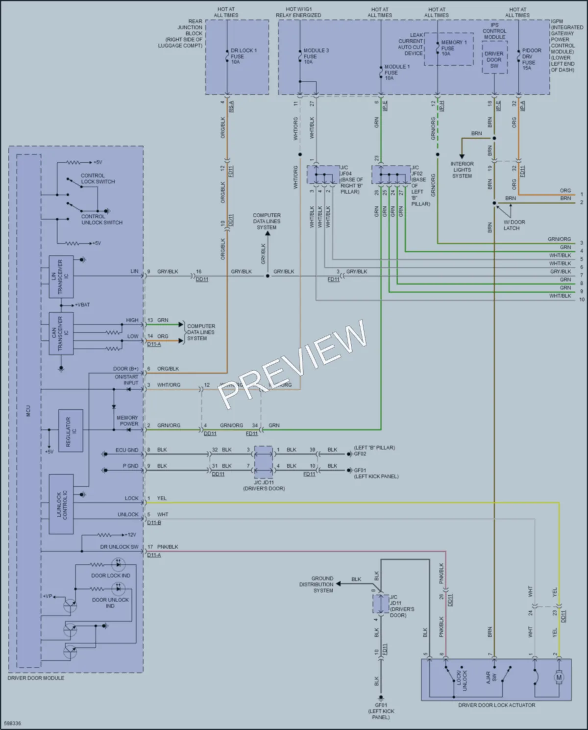 2020 Genesis G80 Power Door Locks wiring diagram preview