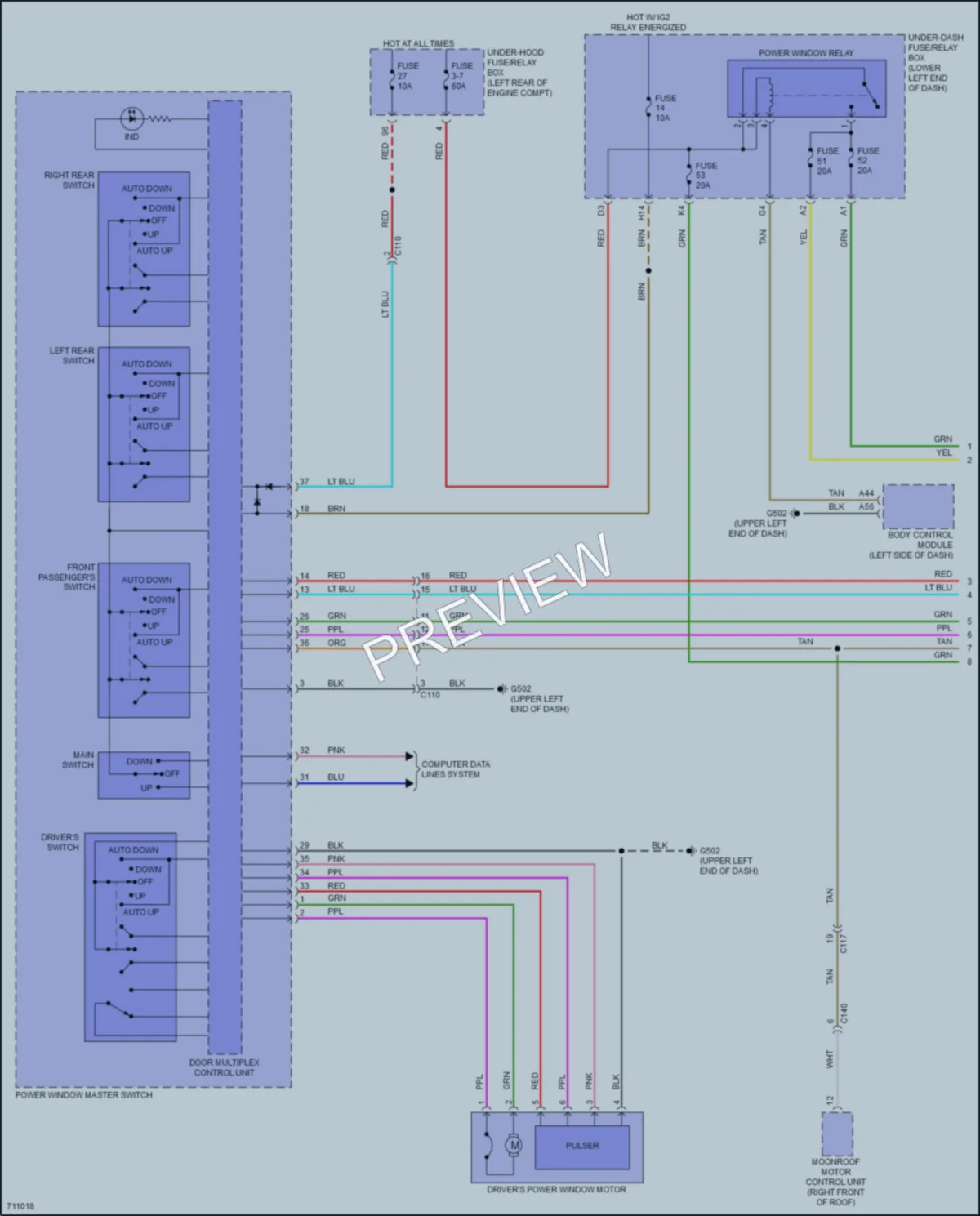 2020 Honda AccordHybrid Power Windows wiring diagram preview
