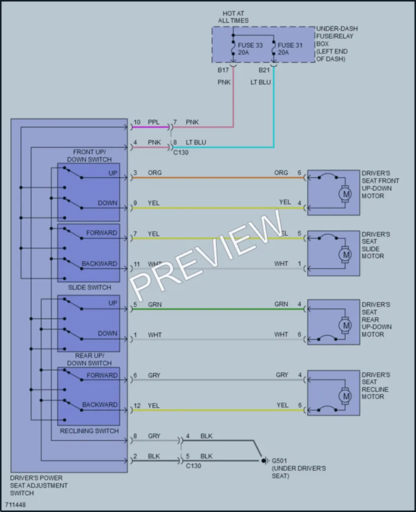 2020 Honda CRV Power Seats wiring diagram preview