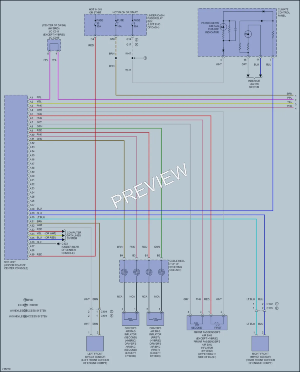 2020 Honda CRVHybrid Supplemental Restraints wiring diagram preview