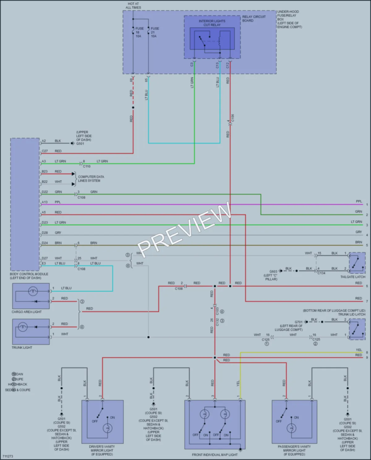 2020 Honda Civic Interior Lights wiring diagram preview
