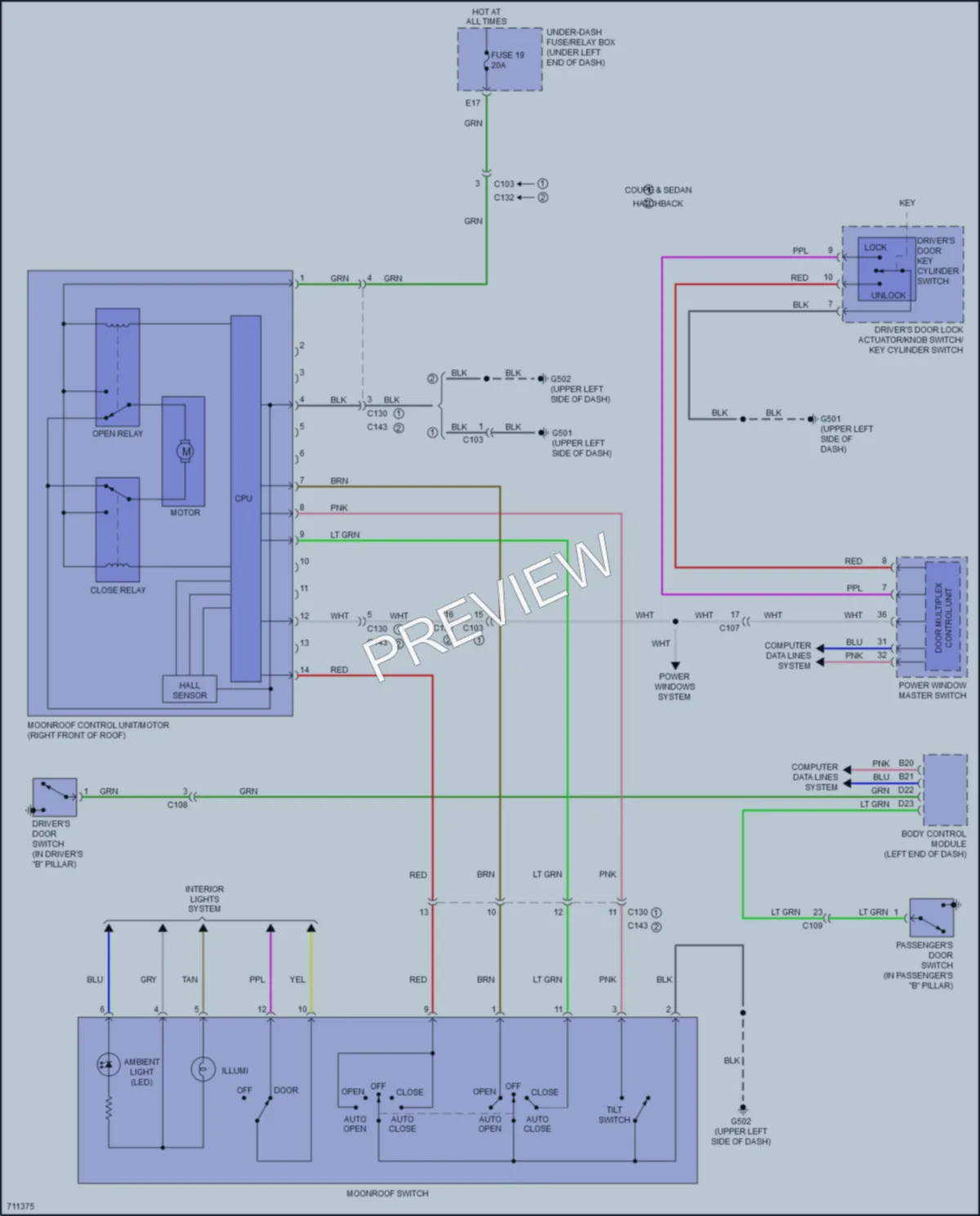 2020 Honda Civic Power Top Sunroof wiring diagram preview