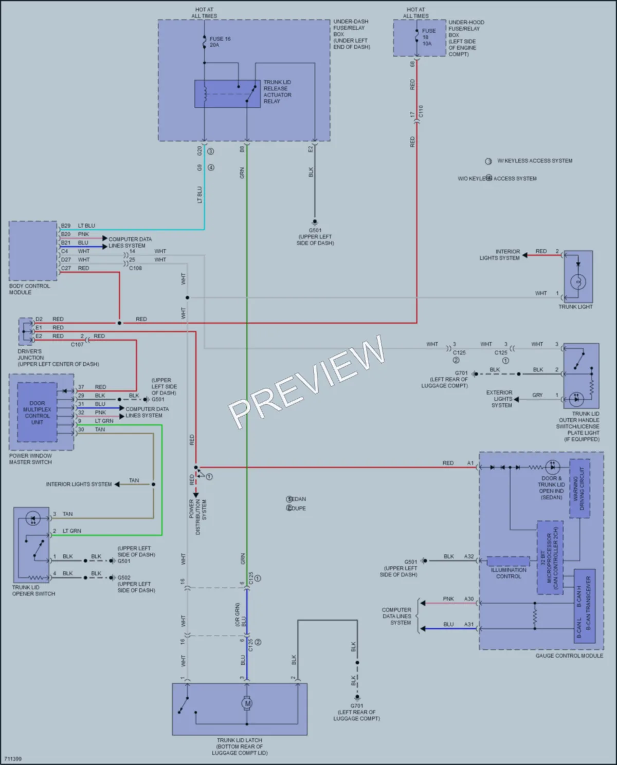 2020 Honda Civic Trunk Tailgate Fuel Door wiring diagram preview