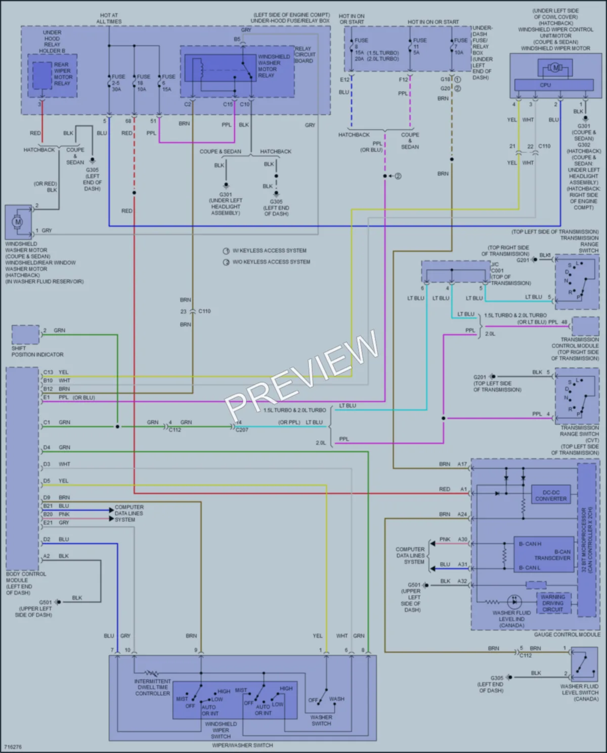 2020 Honda Civic Wiper Washer wiring diagram preview