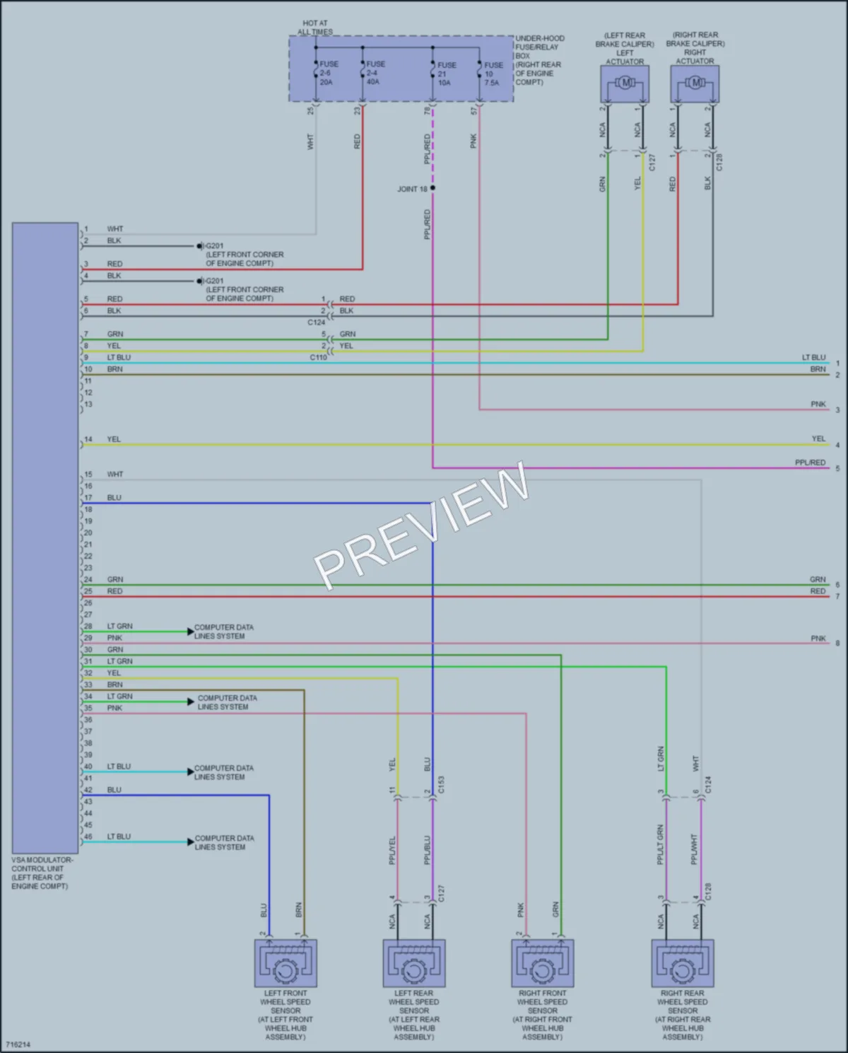 2020 Honda ClarityFuelCell Anti Lock Brakes wiring diagram preview