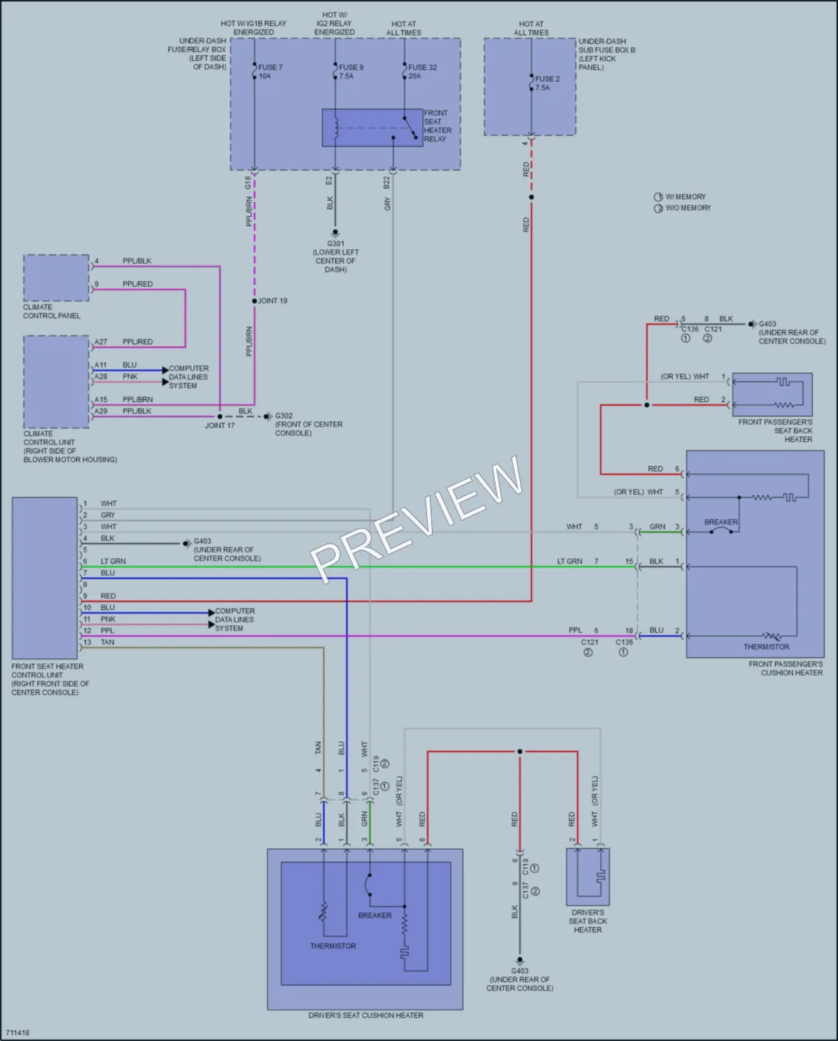 2020 Honda ClarityFuelCell Power Seats wiring diagram preview