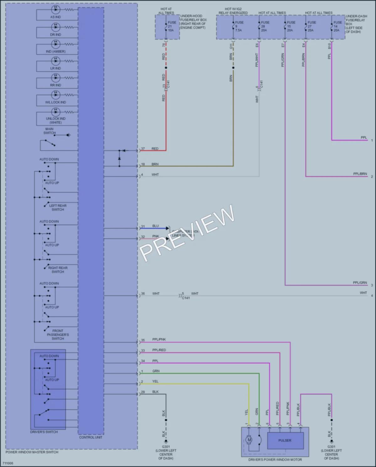 2020 Honda ClarityFuelCell Power Windows wiring diagram preview