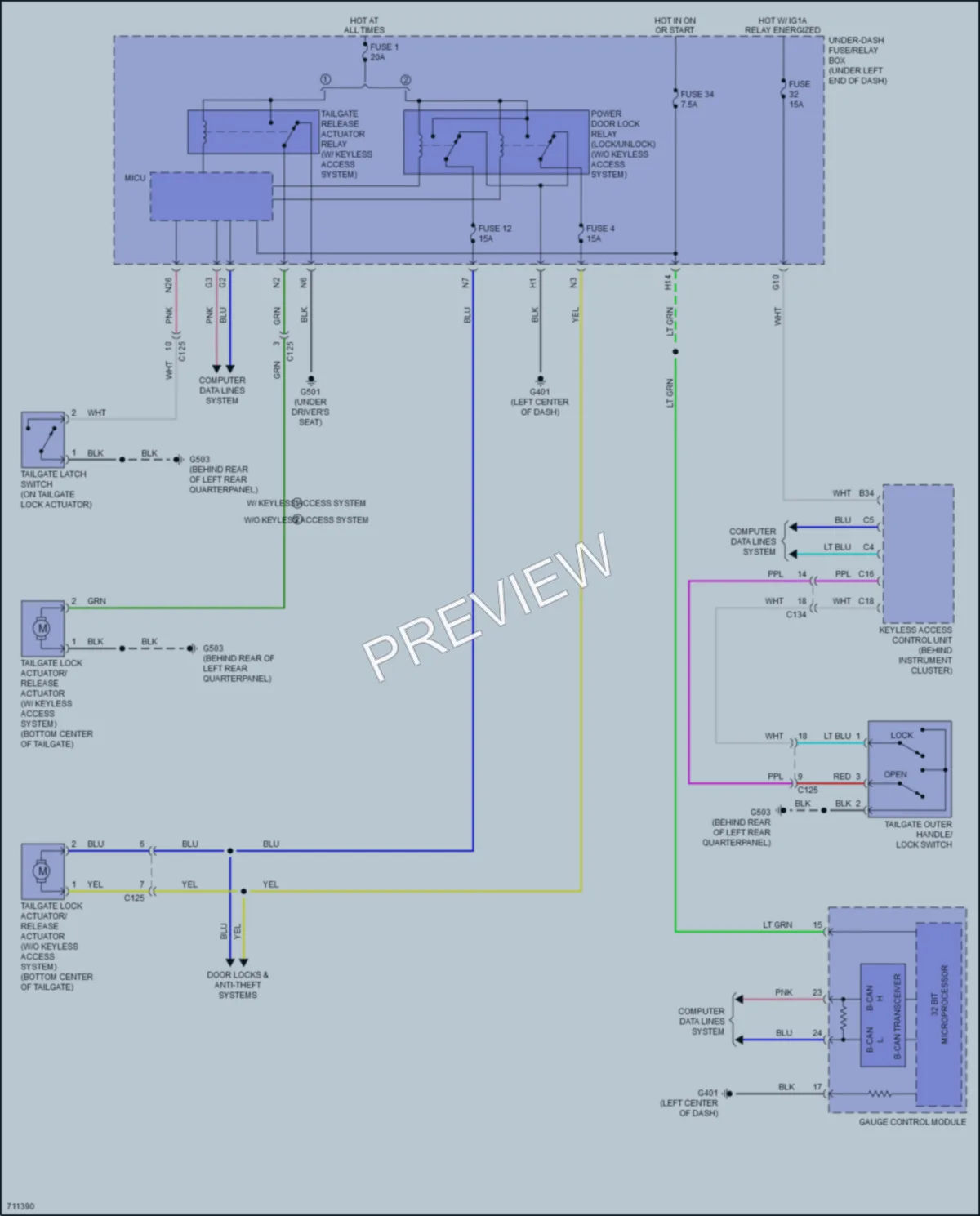 2020 Honda Fit Trunk Tailgate Fuel Door wiring diagram preview