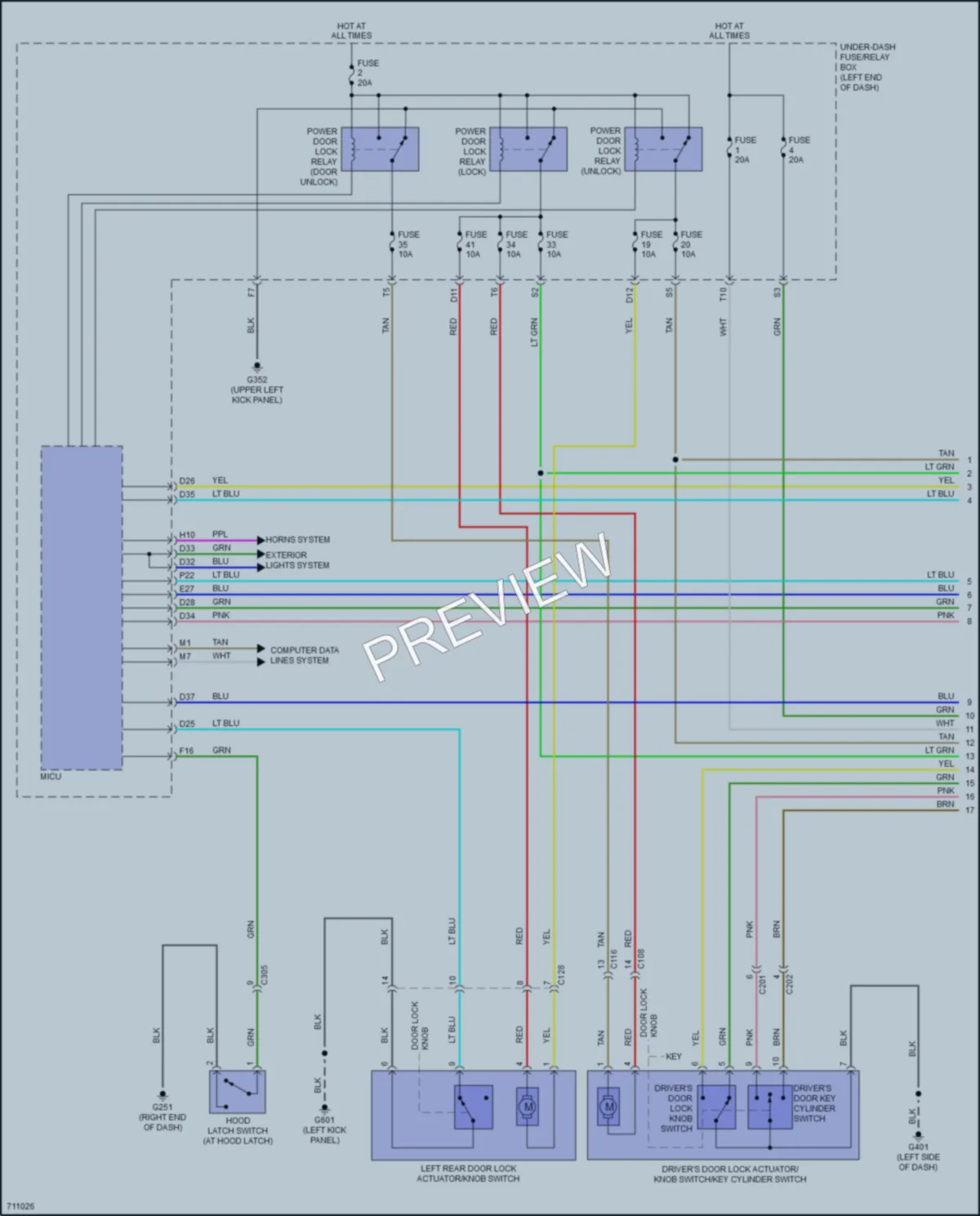 2020 Honda Ridgeline Power Door Locks wiring diagram preview