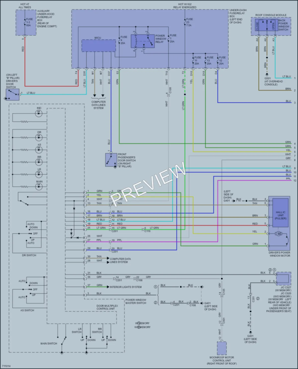 2020 Honda Ridgeline Power Windows wiring diagram preview