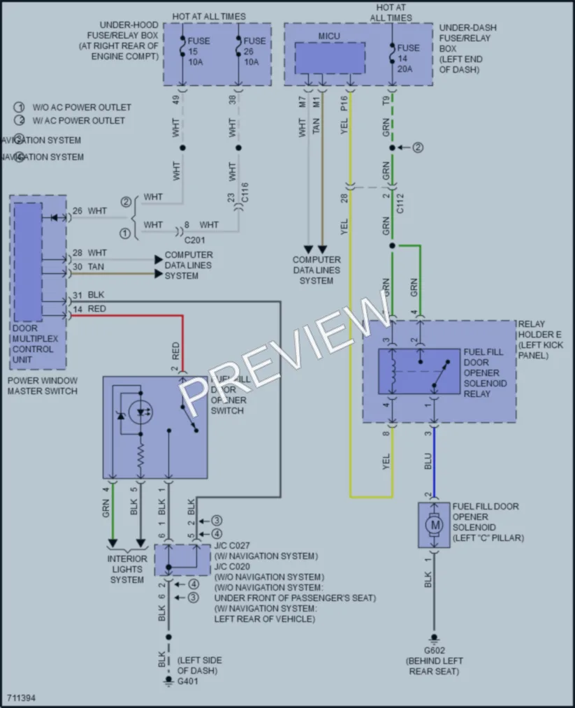 2020 Honda Ridgeline Trunk Tailgate Fuel Door wiring diagram preview