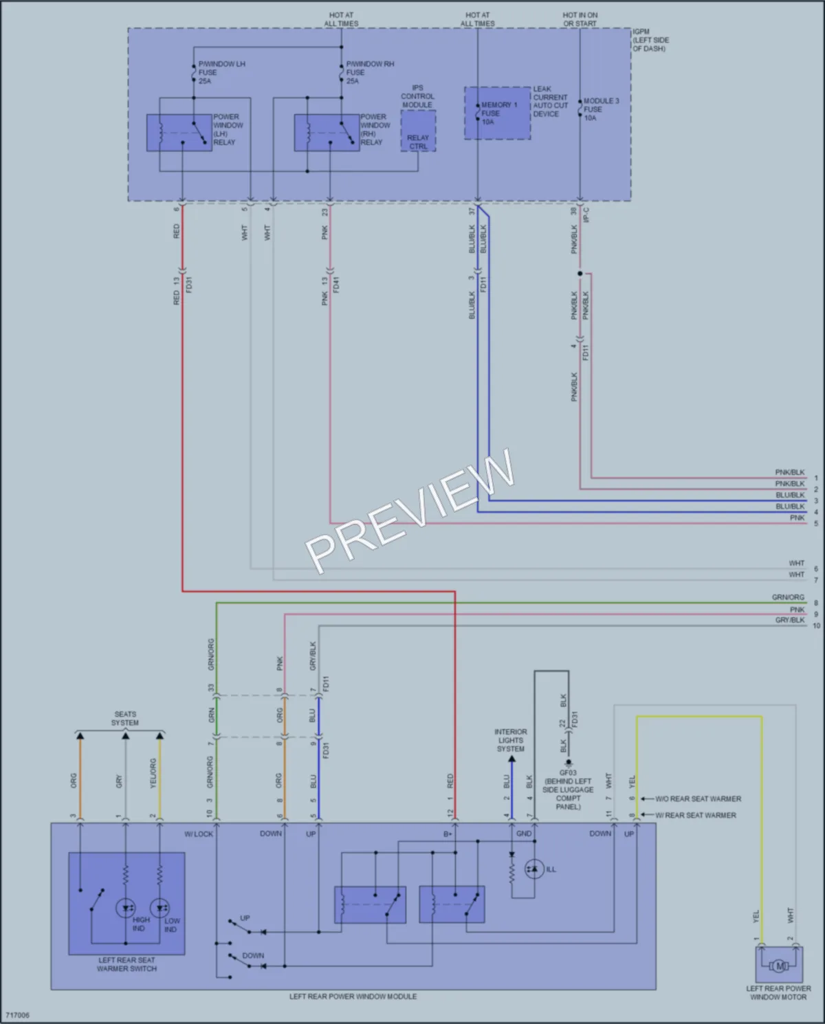 2020 Hyundai IoniqHybrid Power Windows wiring diagram preview