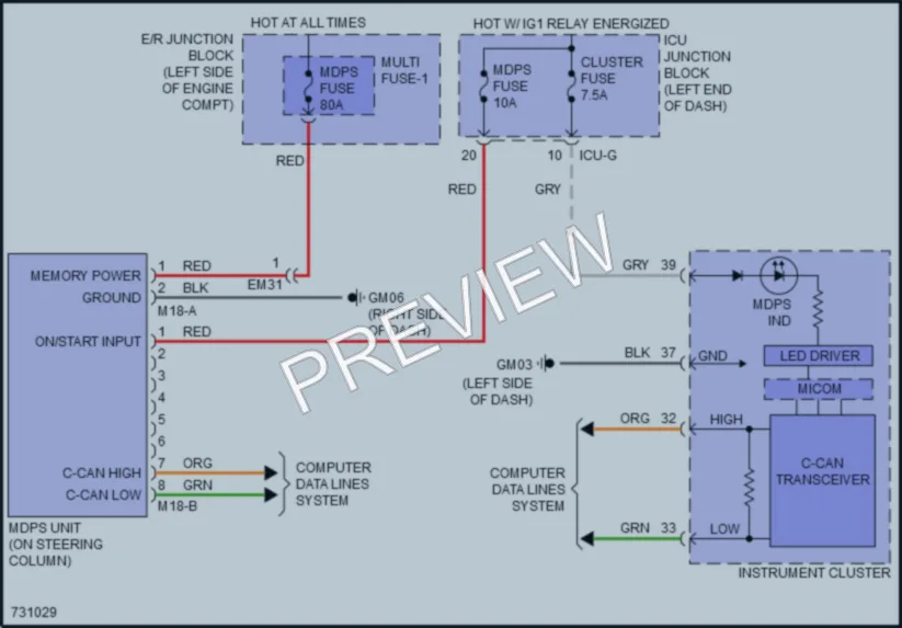 2020 Hyundai Palisade Electronic Power Steering wiring diagram preview
