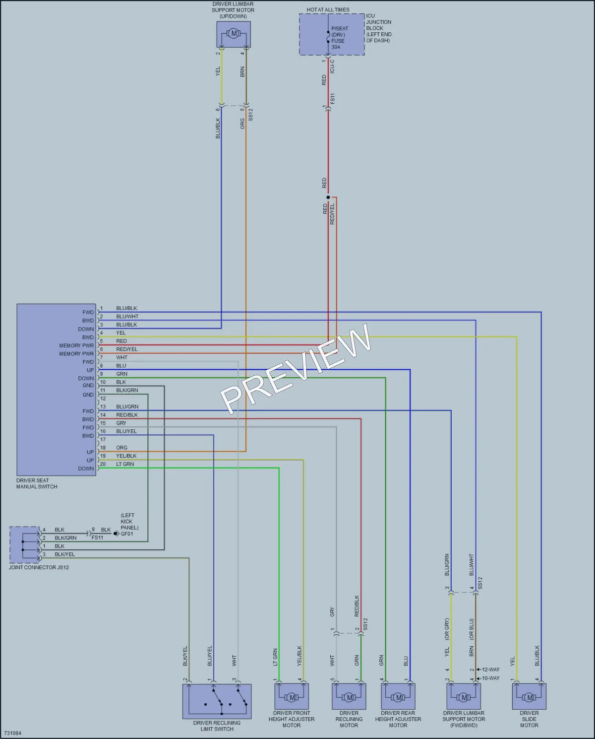 2020 Hyundai Palisade Power Seats wiring diagram preview