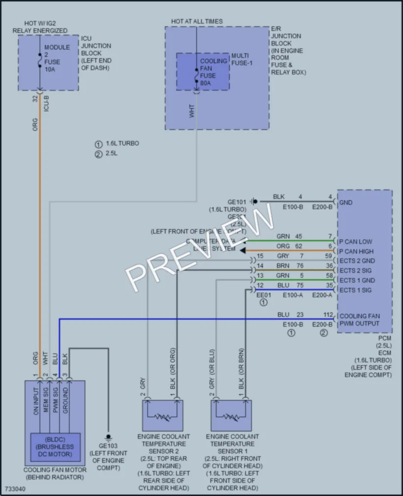 2020 Hyundai SonataHybrid Cooling Fan wiring diagram preview