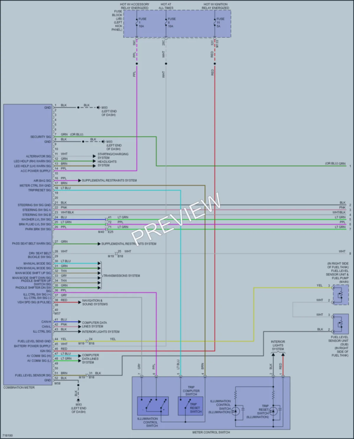 2020 Infiniti Q50 Instrument Cluster wiring diagram preview
